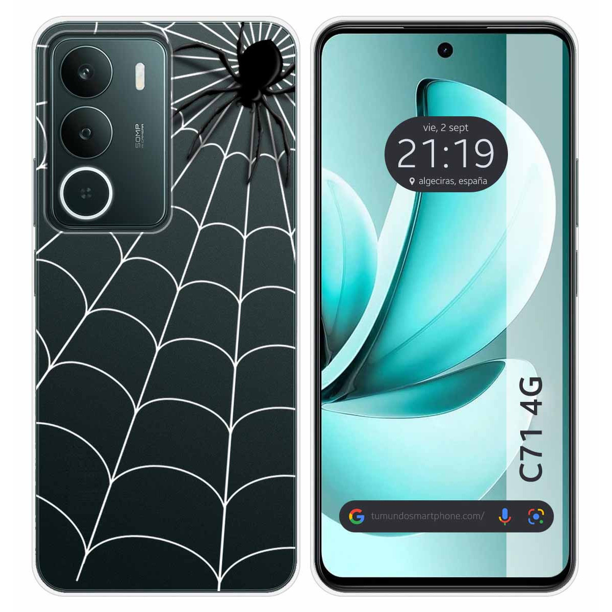 Funda Silicona Transparente para Realme C71 4G diseño Araña Dibujos