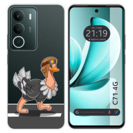 Funda Silicona Transparente para Realme C71 4G diseño Avestruz Dibujos