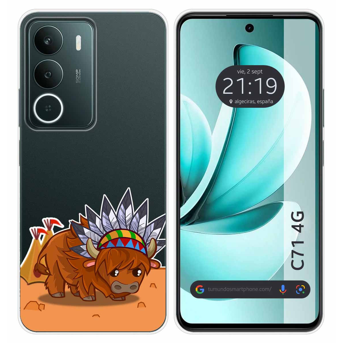 Funda Silicona Transparente para Realme C71 4G diseño Bufalo Dibujos