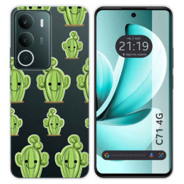Funda Silicona Transparente para Realme C71 4G diseño Cactus Dibujos