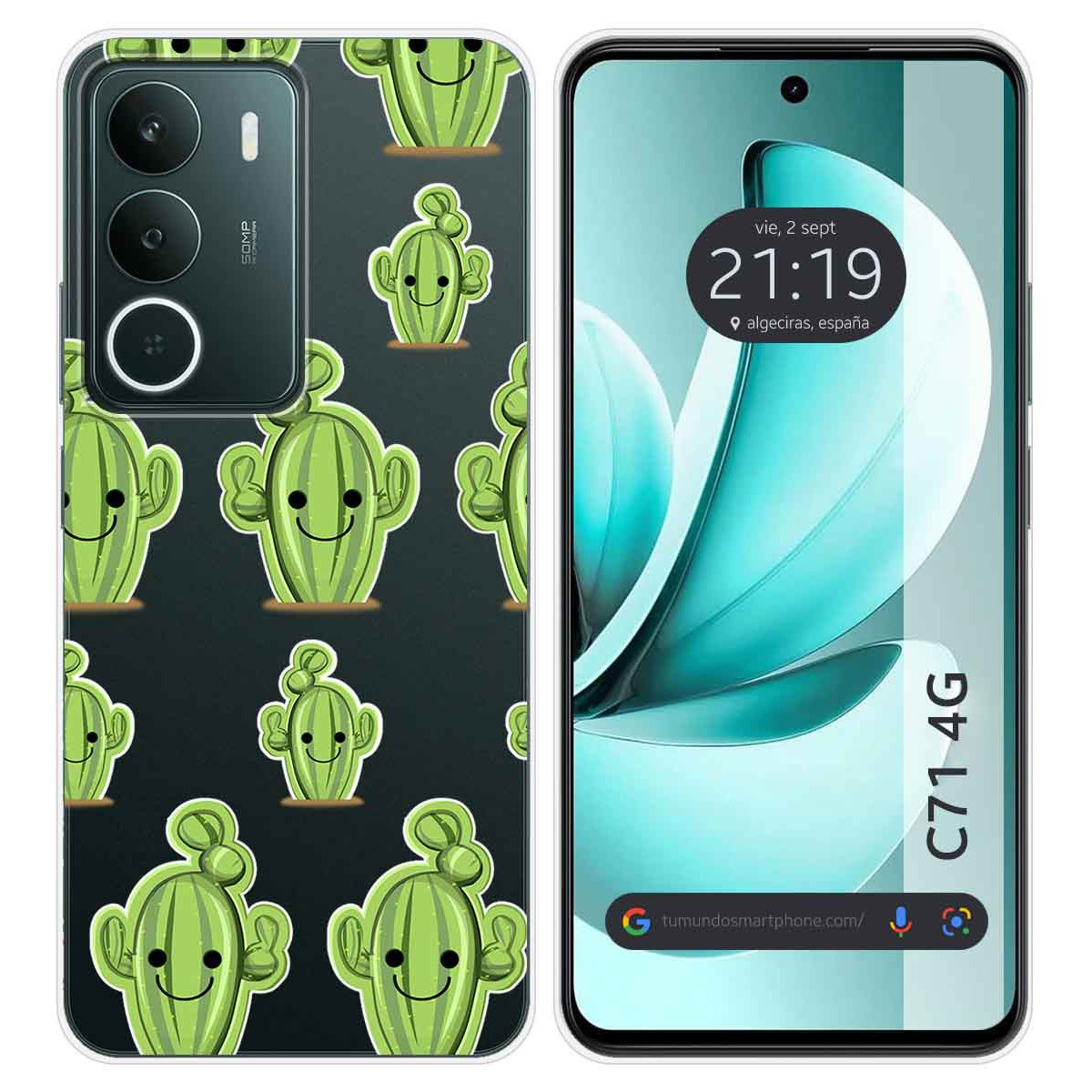 Funda Silicona Transparente para Realme C71 4G diseño Cactus Dibujos