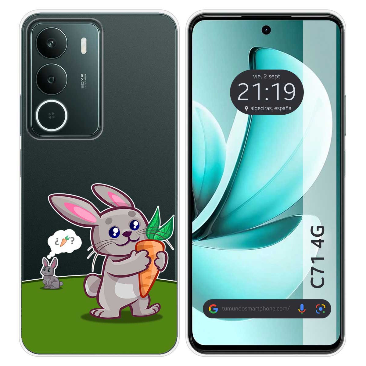 Funda Silicona Transparente para Realme C71 4G diseño Conejo Dibujos