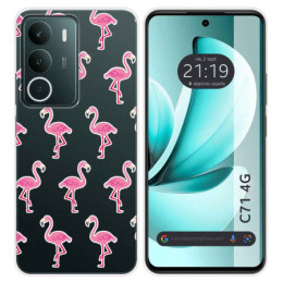 Funda Silicona Transparente para Realme C71 4G diseño Flamenco Dibujos