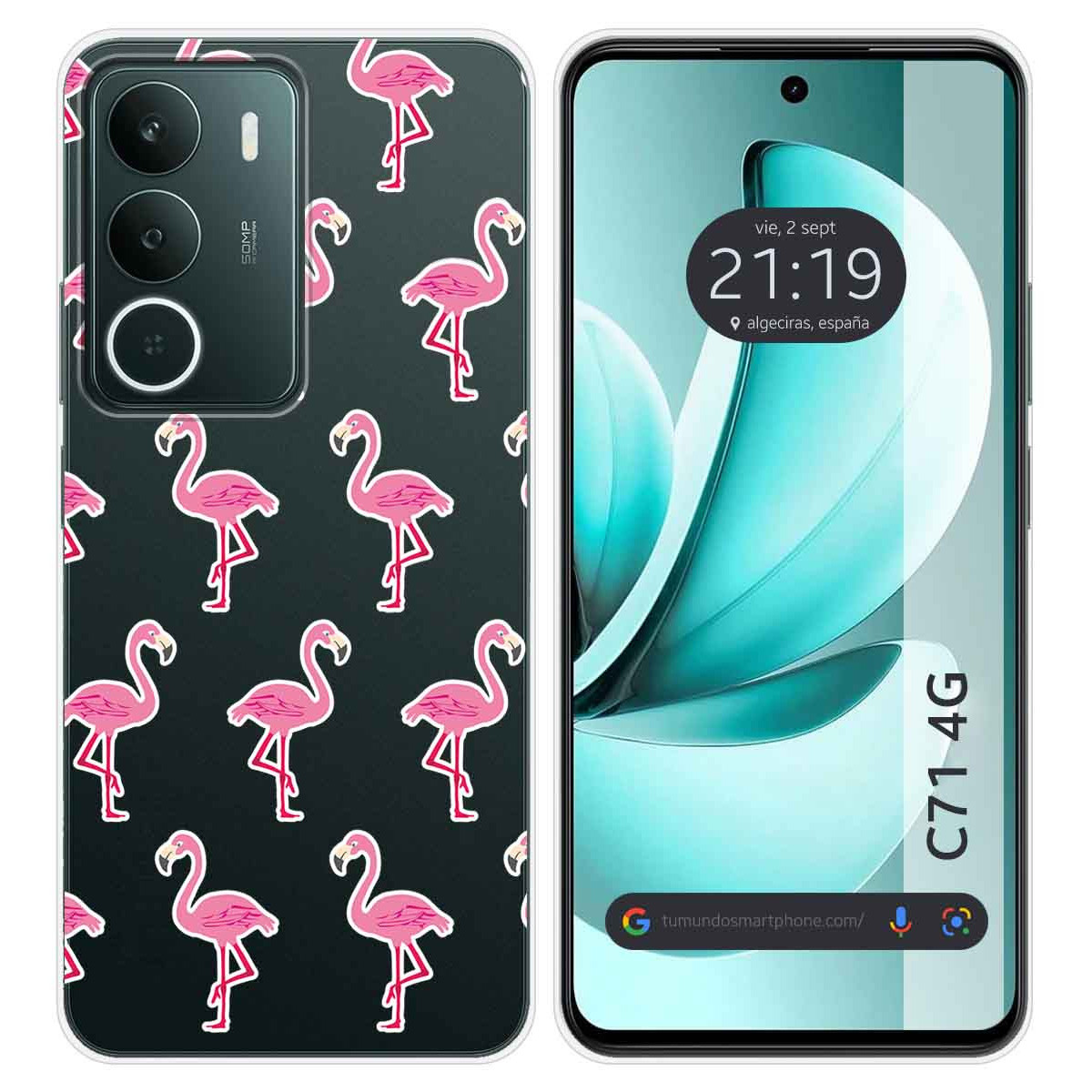 Funda Silicona Transparente para Realme C71 4G diseño Flamenco Dibujos
