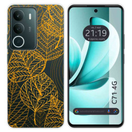 Funda Silicona Transparente para Realme C71 4G diseño Hojas Dibujos