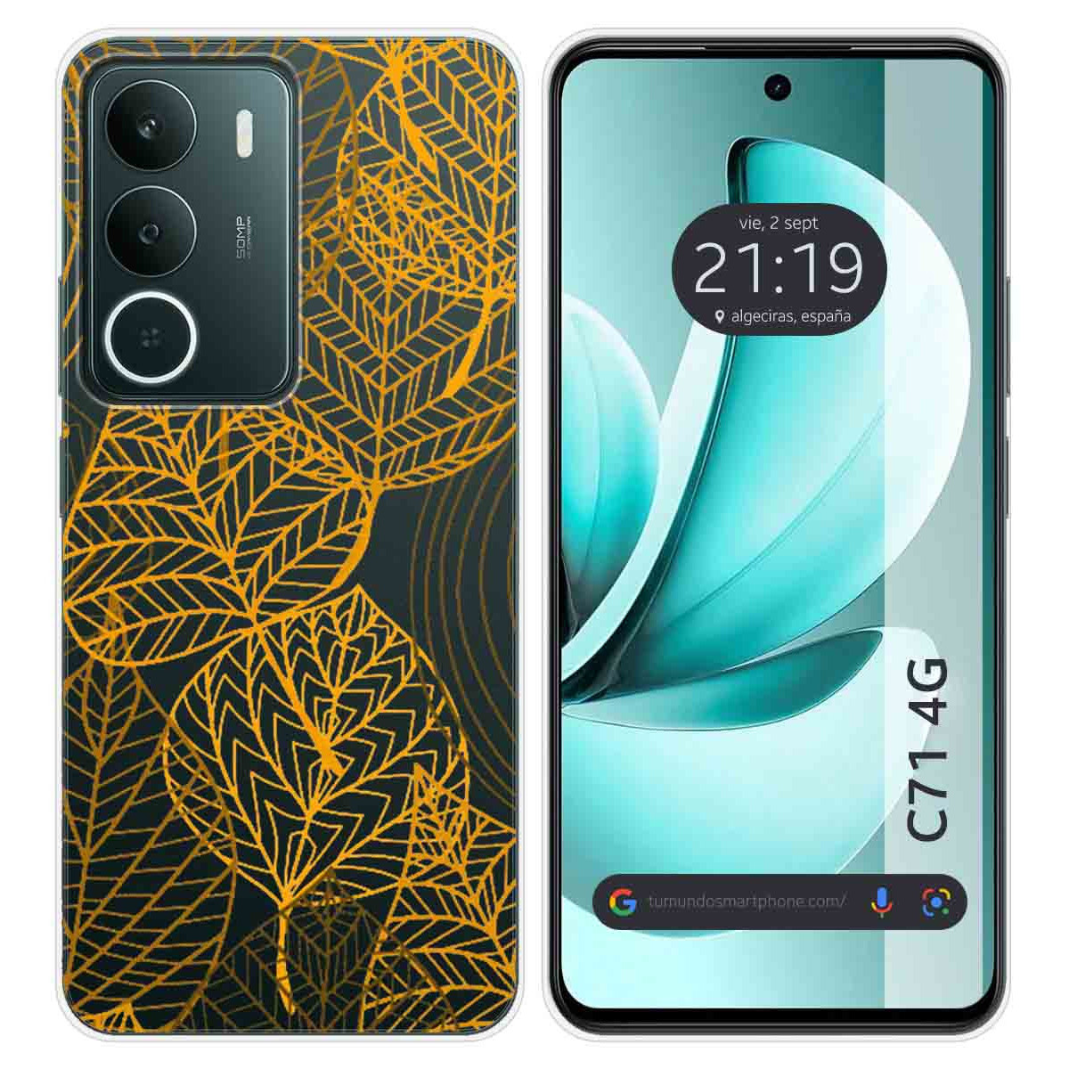 Funda Silicona Transparente para Realme C71 4G diseño Hojas Dibujos