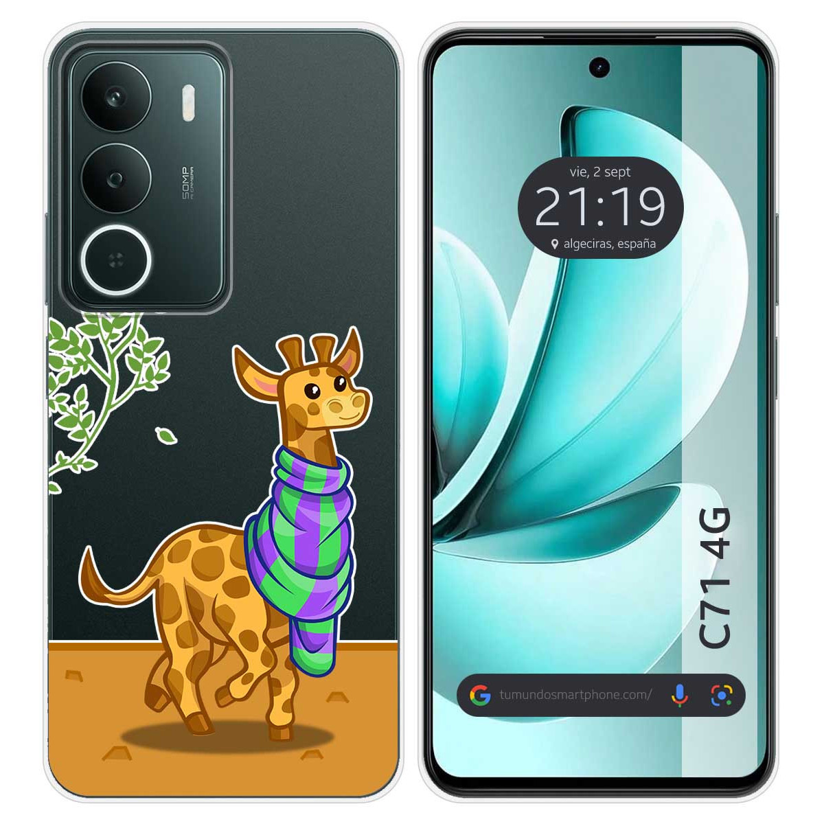 Funda Silicona Transparente para Realme C71 4G diseño Jirafa Dibujos