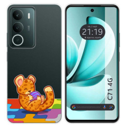 Funda Silicona Transparente para Realme C71 4G diseño Leopardo Dibujos