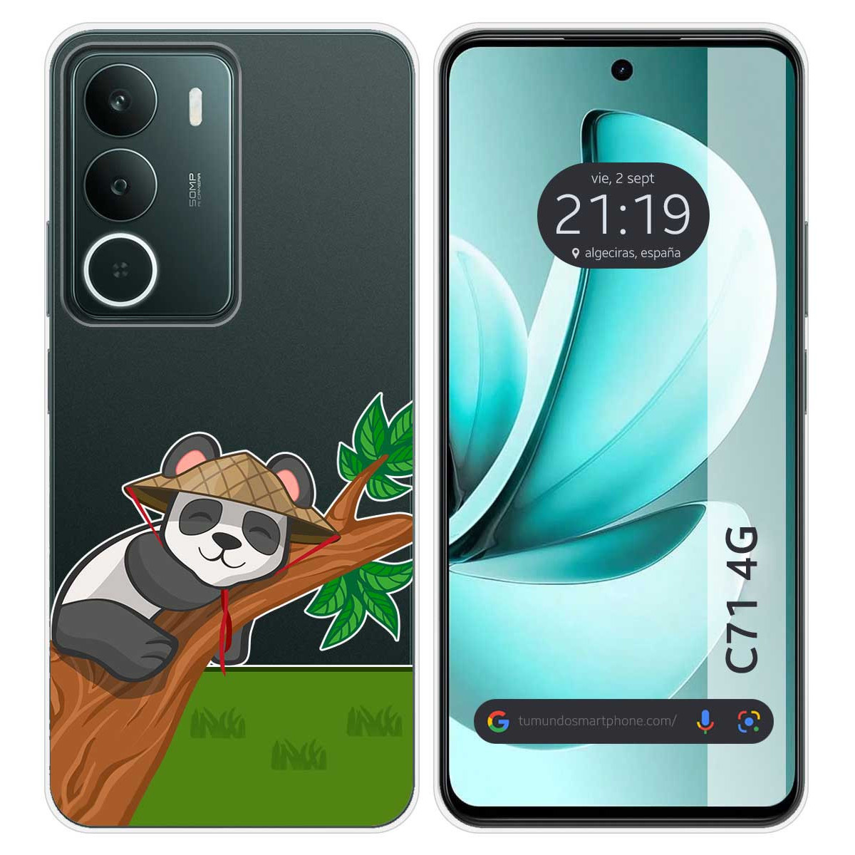 Funda Silicona Transparente para Realme C71 4G diseño Panda Dibujos