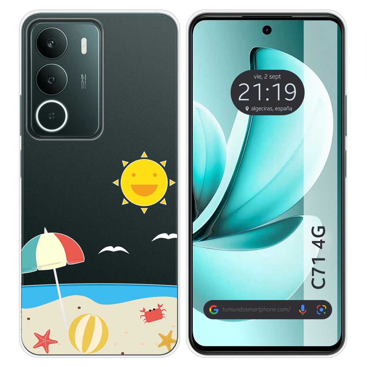 Funda Silicona Transparente para Realme C71 4G diseño Playa Dibujos