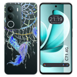 Funda Silicona Transparente para Realme C71 4G diseño Plumas Dibujos