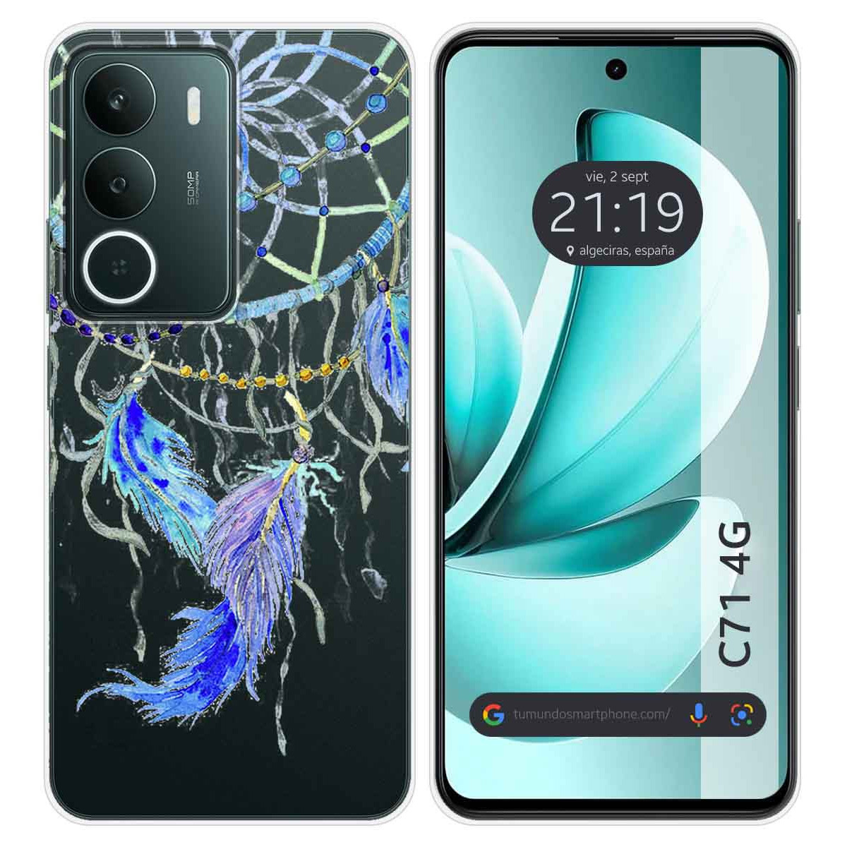 Funda Silicona Transparente para Realme C71 4G diseño Plumas Dibujos