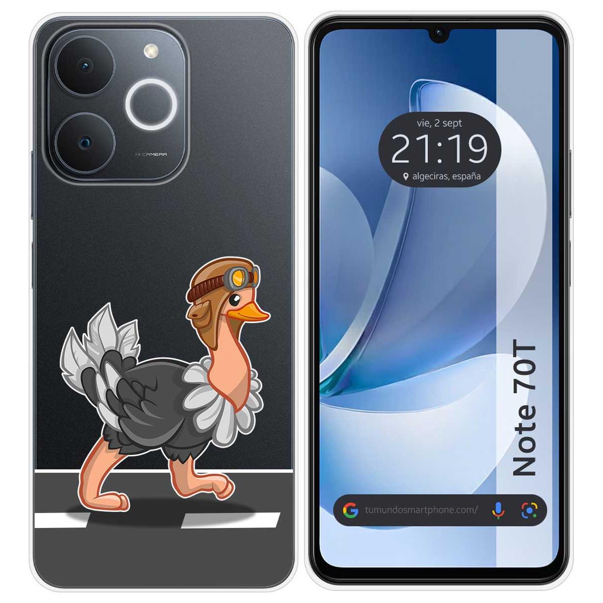 Funda Silicona Transparente para Realme Note 70T diseño Avestruz Dibujos