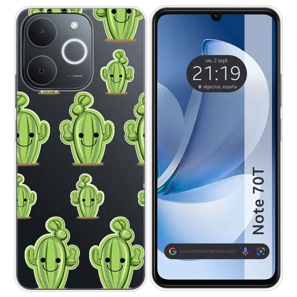 Funda Silicona Transparente para Realme Note 70T diseño Cactus Dibujos