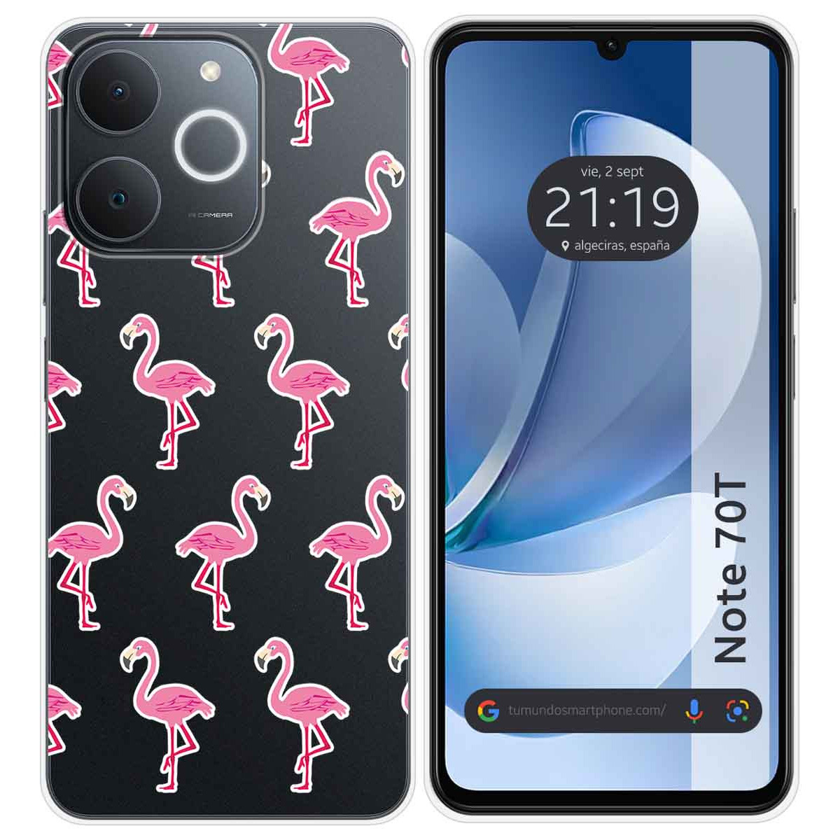 Funda Silicona Transparente para Realme Note 70T diseño Flamenco Dibujos
