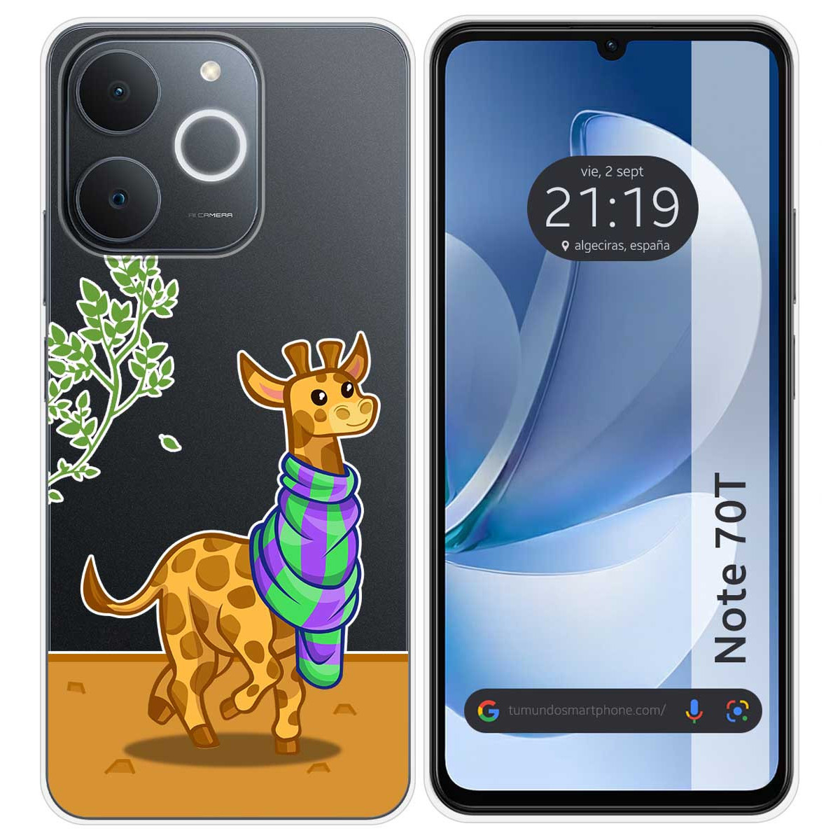 Funda Silicona Transparente para Realme Note 70T diseño Jirafa Dibujos