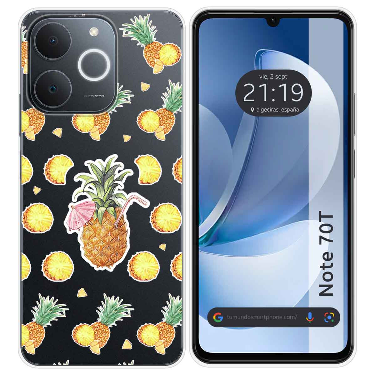 Funda Silicona Transparente para Realme Note 70T diseño Piña Dibujos
