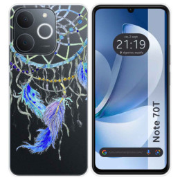 Funda Silicona Transparente para Realme Note 70T diseño Plumas Dibujos