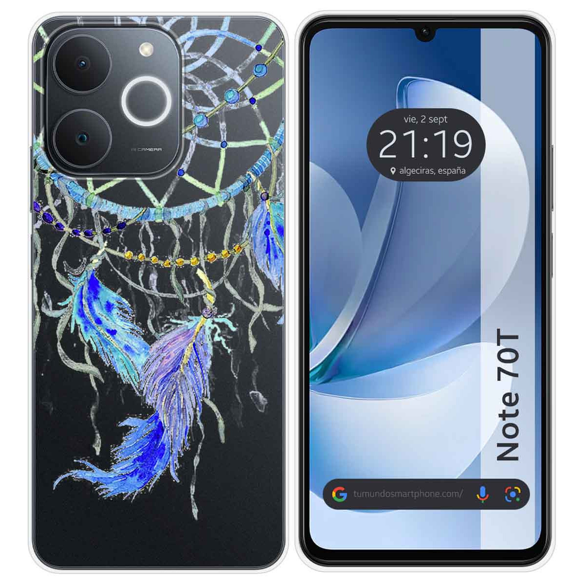 Funda Silicona Transparente para Realme Note 70T diseño Plumas Dibujos
