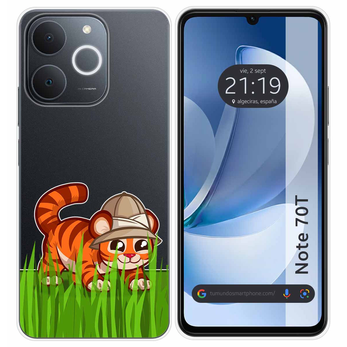 Funda Silicona Transparente para Realme Note 70T diseño Tigre Dibujos