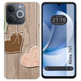 Funda Silicona para Realme Note 70T diseño Corazones Madera Dibujos