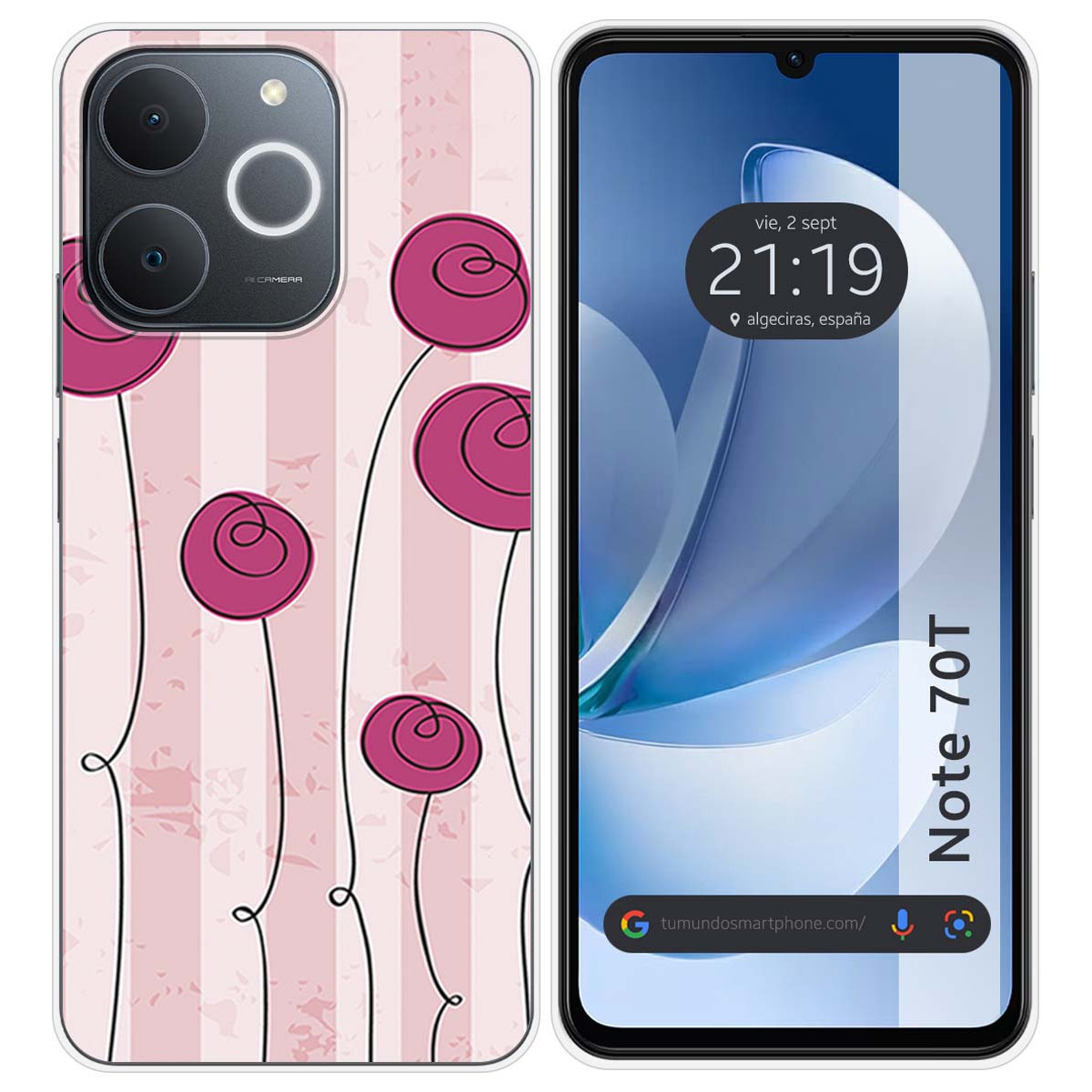 Funda Silicona para Realme Note 70T diseño Flores Vintage Dibujos