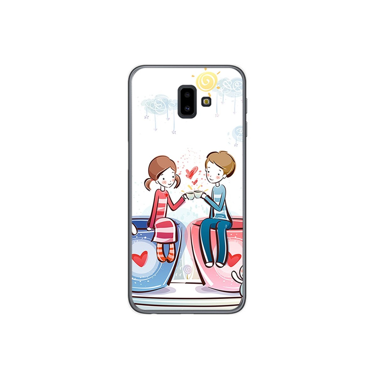 Funda Gel Tpu para Samsung Galaxy J6+ Plus Diseño Cafe Dibujos