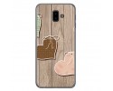 Funda Gel Tpu para Samsung Galaxy J6+ Plus Diseño Corazones Madera Dibujos