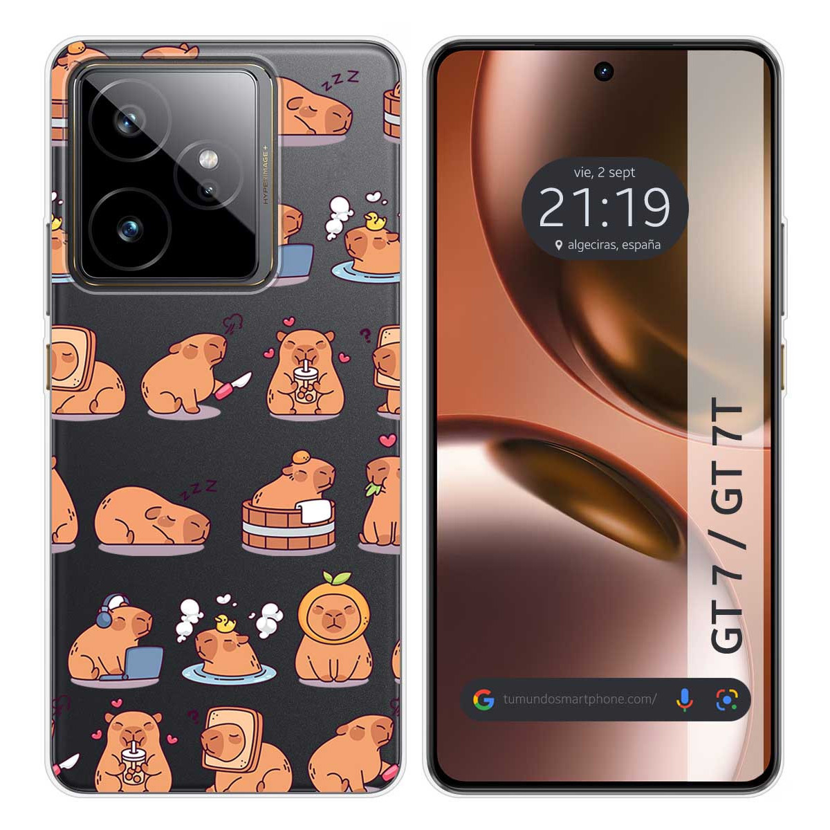 Funda Silicona Transparente para Realme GT 7 / GT 7T 5G diseño Capibara 01 Dibujos