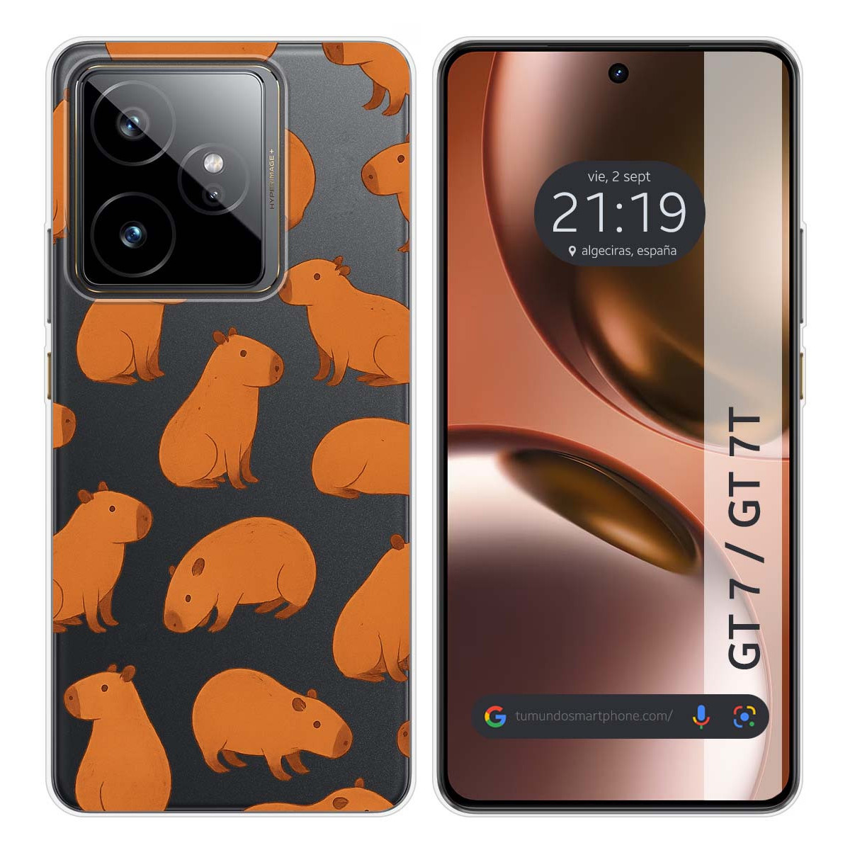 Funda Silicona Transparente para Realme GT 7 / GT 7T 5G diseño Capibara 02 Dibujos