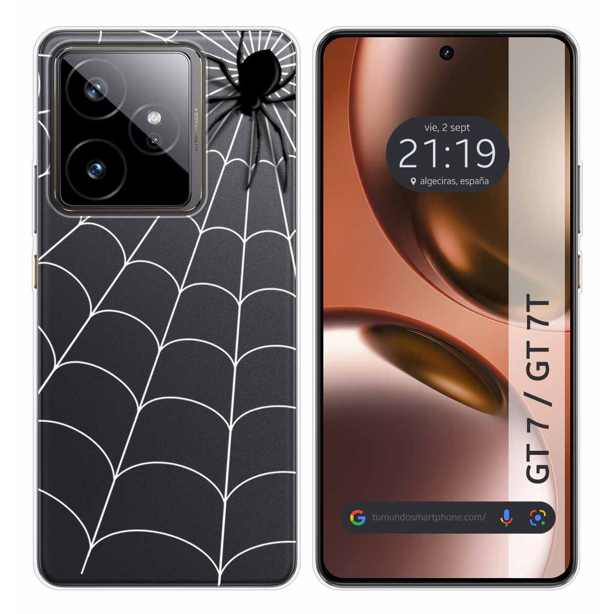 Funda Silicona Transparente para Realme GT 7 / GT 7T 5G diseño Araña Dibujos