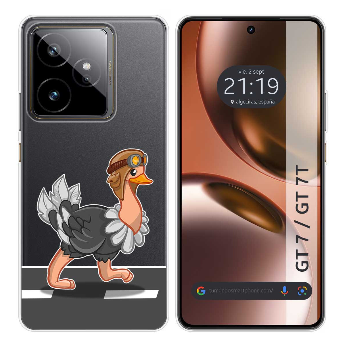 Funda Silicona Transparente para Realme GT 7 / GT 7T 5G diseño Avestruz Dibujos