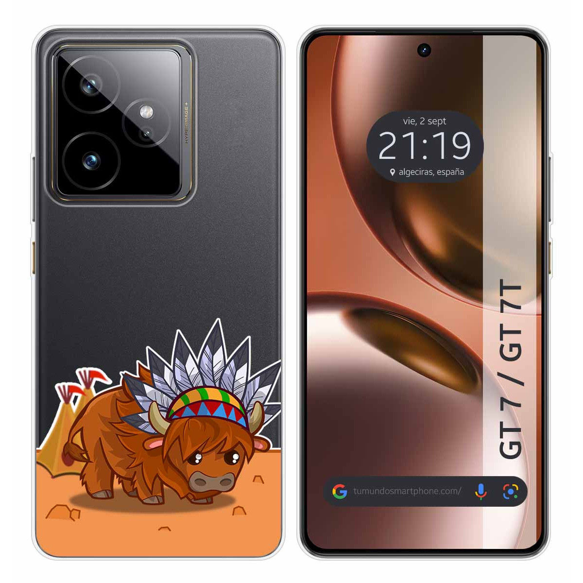 Funda Silicona Transparente para Realme GT 7 / GT 7T 5G diseño Bufalo Dibujos
