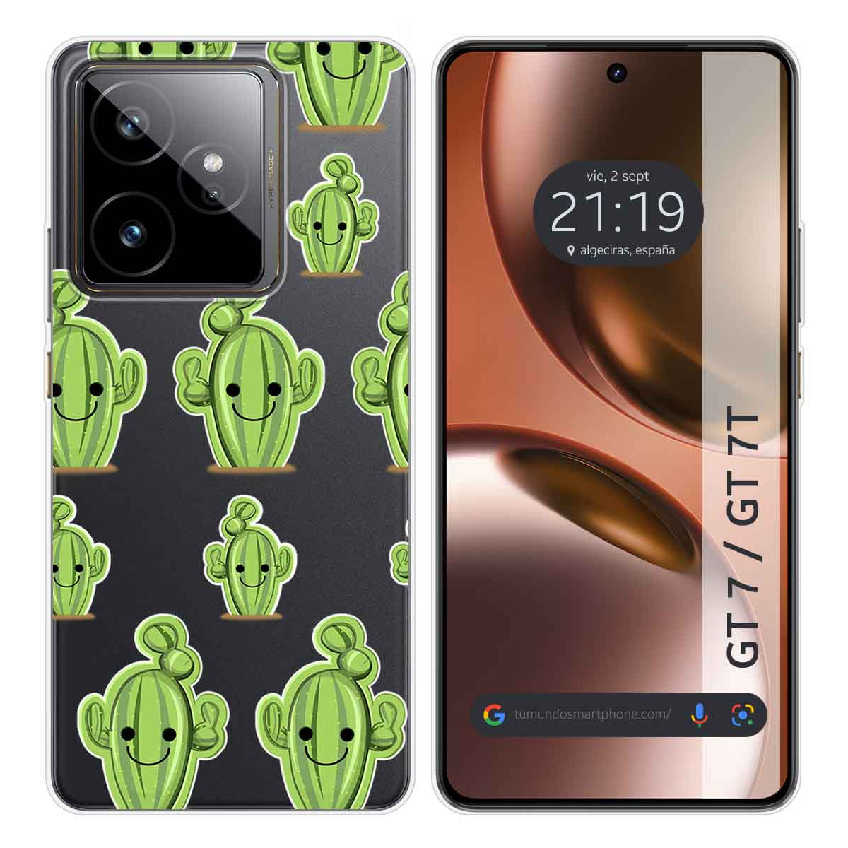 Funda Silicona Transparente para Realme GT 7 / GT 7T 5G diseño Cactus Dibujos