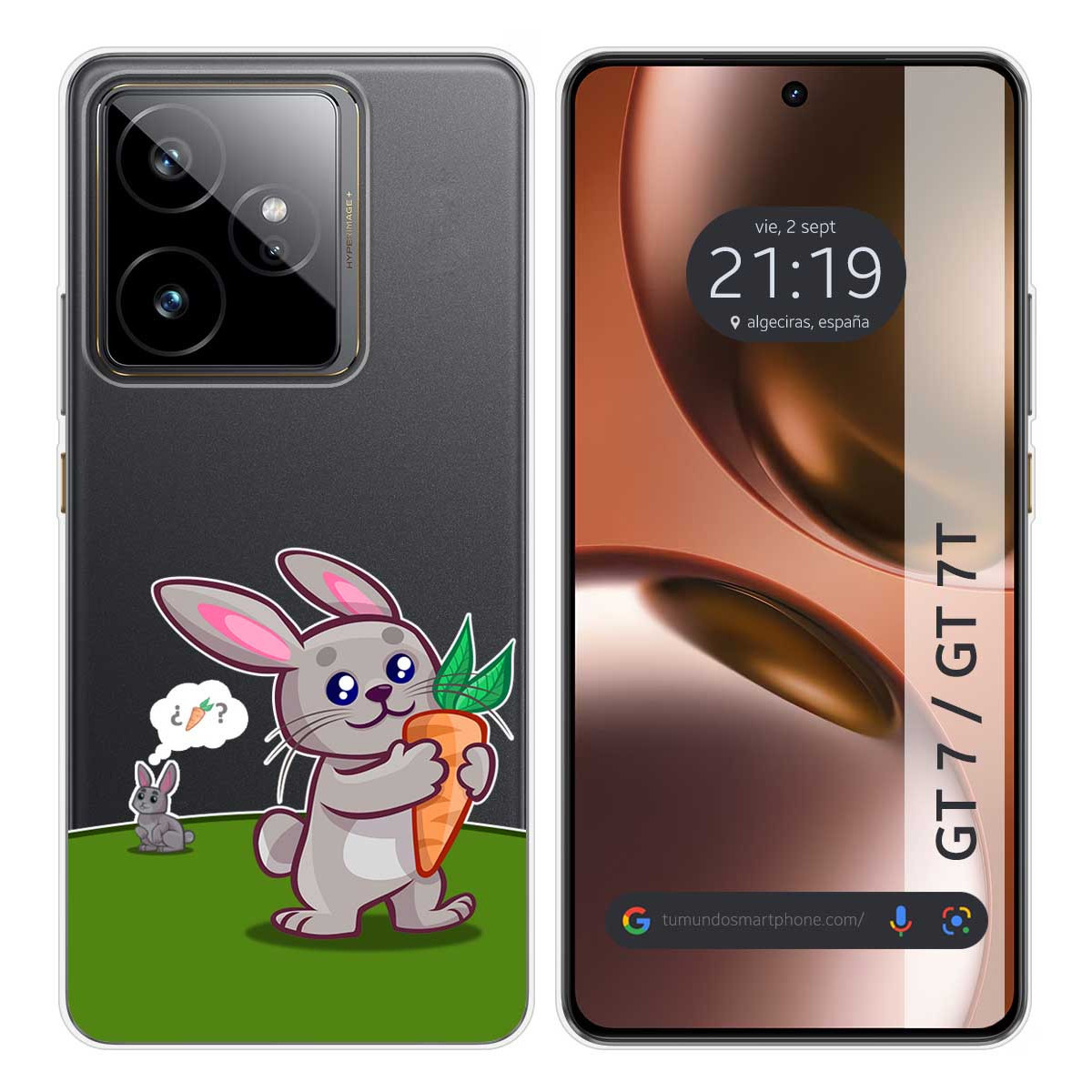 Funda Silicona Transparente para Realme GT 7 / GT 7T 5G diseño Conejo Dibujos
