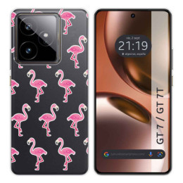 Funda Silicona Transparente para Realme GT 7 / GT 7T 5G diseño Flamenco Dibujos