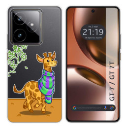 Funda Silicona Transparente para Realme GT 7 / GT 7T 5G diseño Jirafa Dibujos