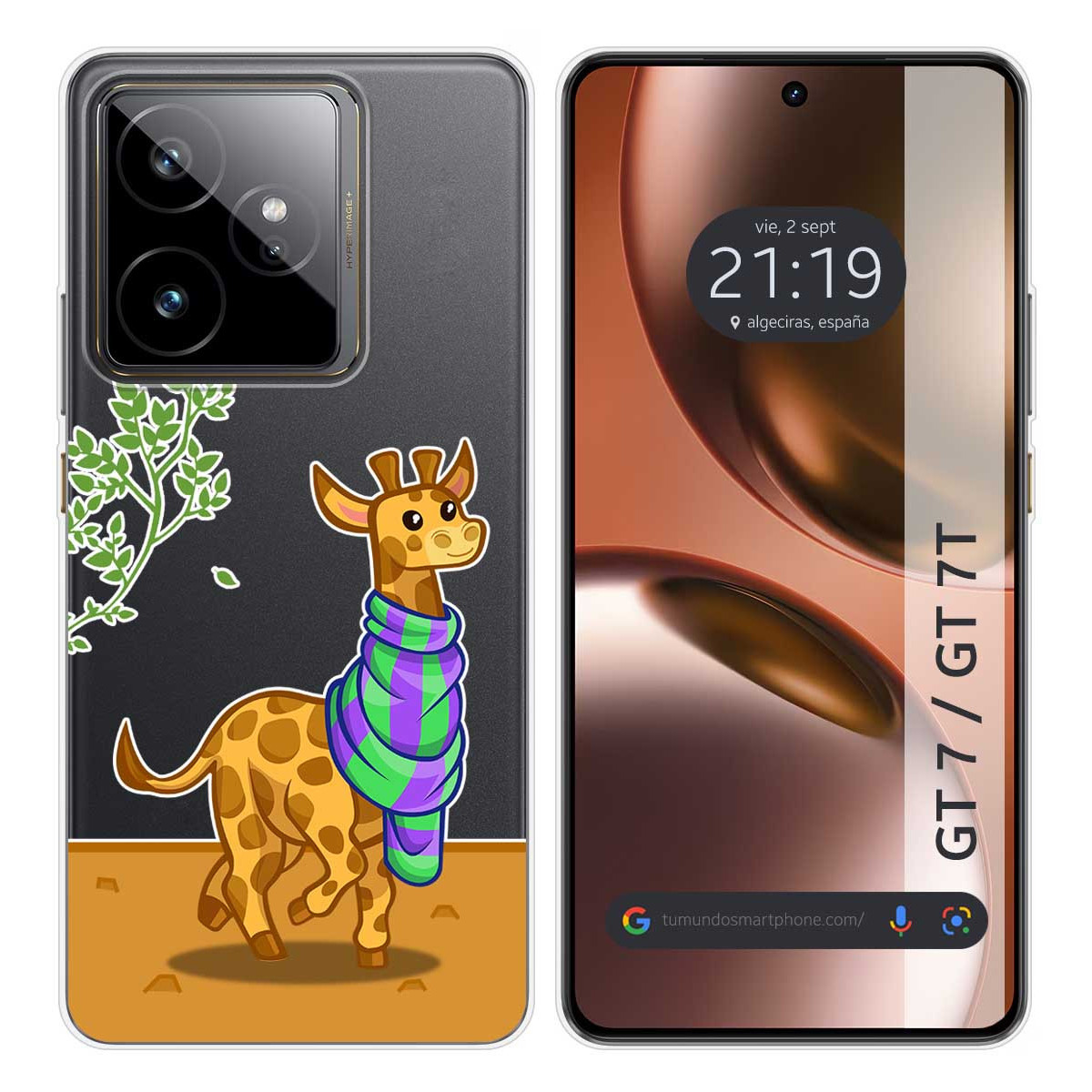 Funda Silicona Transparente para Realme GT 7 / GT 7T 5G diseño Jirafa Dibujos