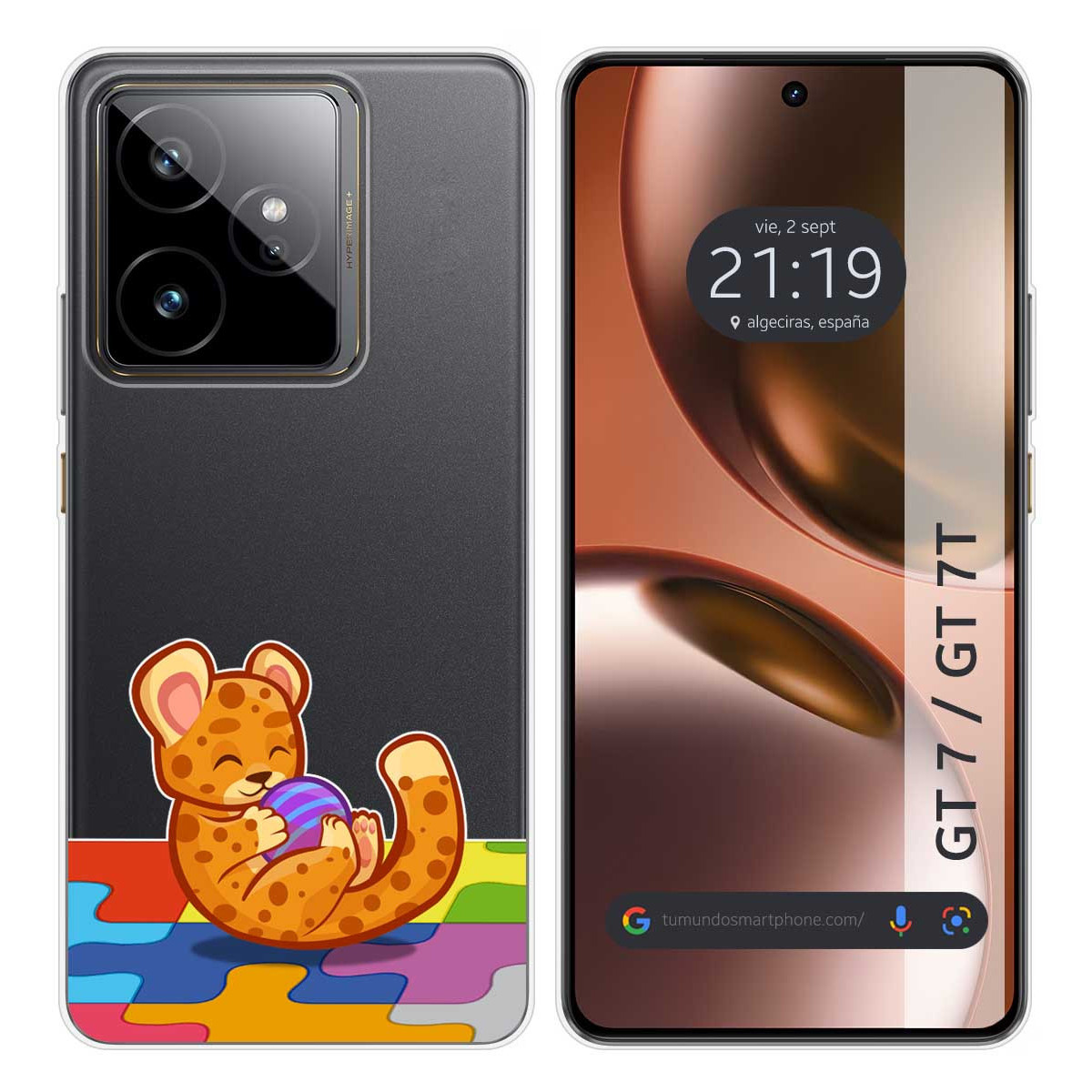 Funda Silicona Transparente para Realme GT 7 / GT 7T 5G diseño Leopardo Dibujos