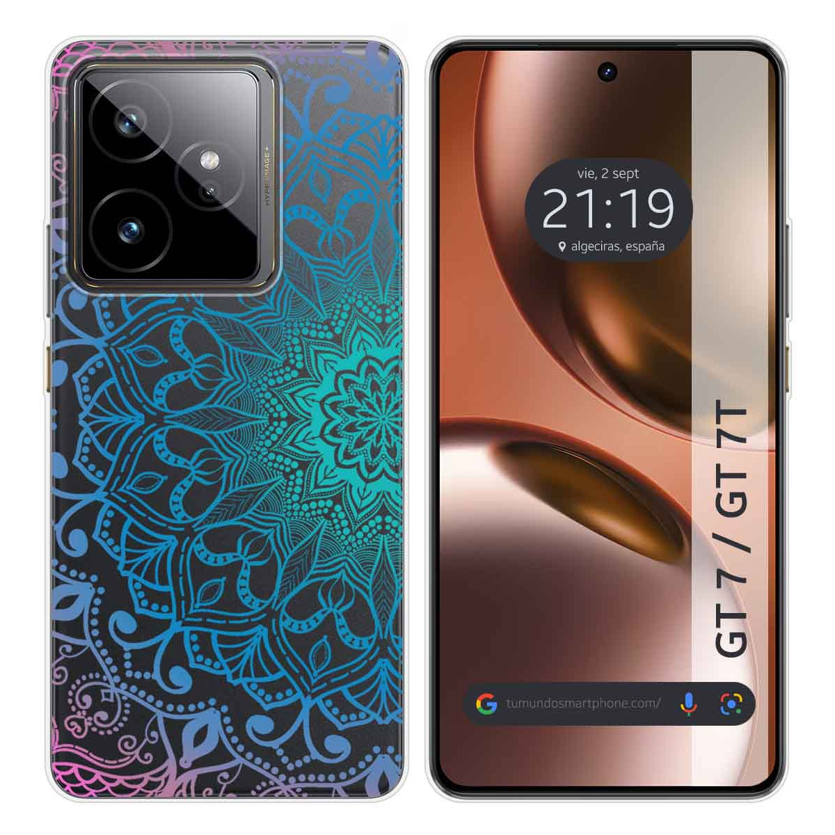 Funda Silicona Transparente para Realme GT 7 / GT 7T 5G diseño Mandala Dibujos