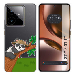 Funda Silicona Transparente para Realme GT 7 / GT 7T 5G diseño Panda Dibujos