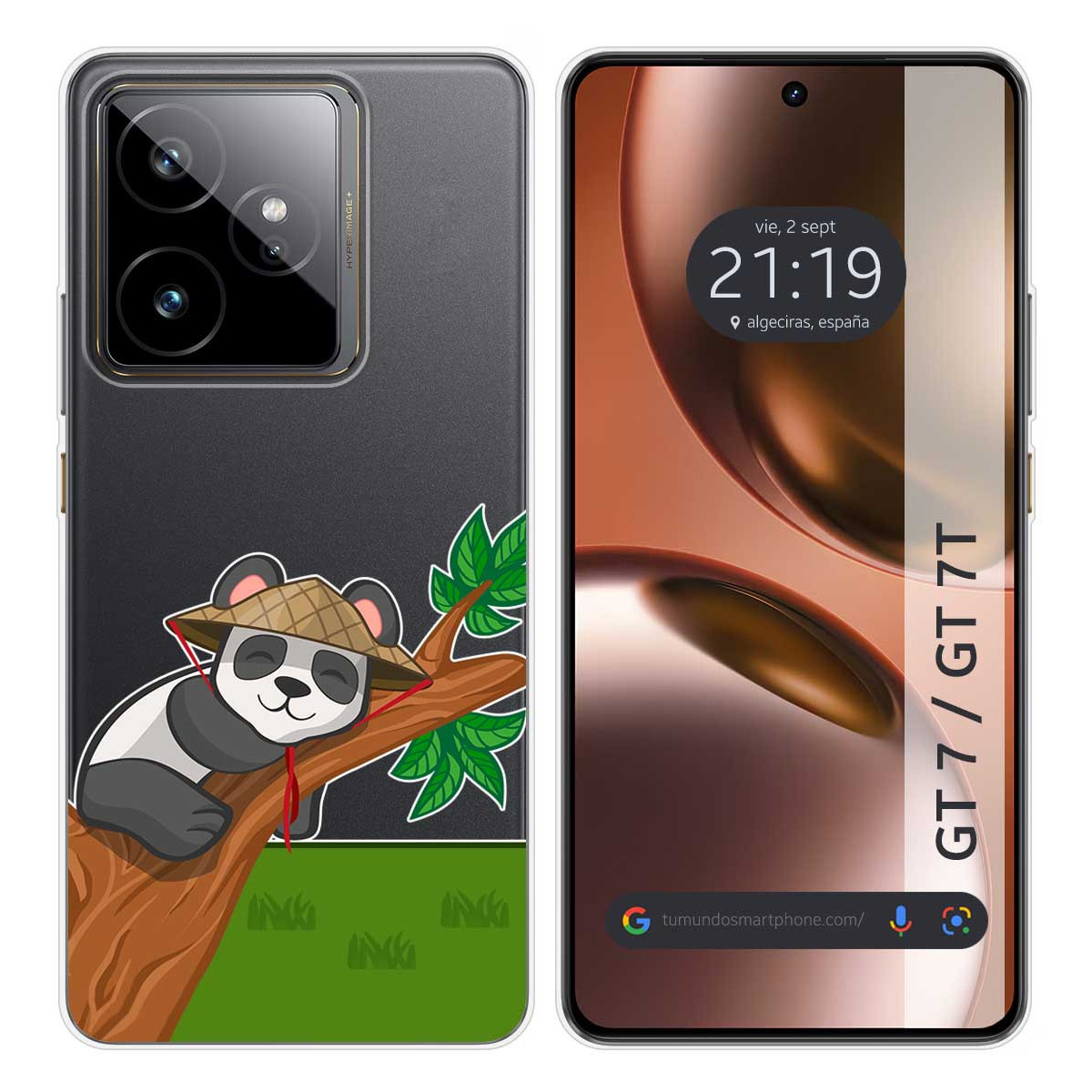 Funda Silicona Transparente para Realme GT 7 / GT 7T 5G diseño Panda Dibujos