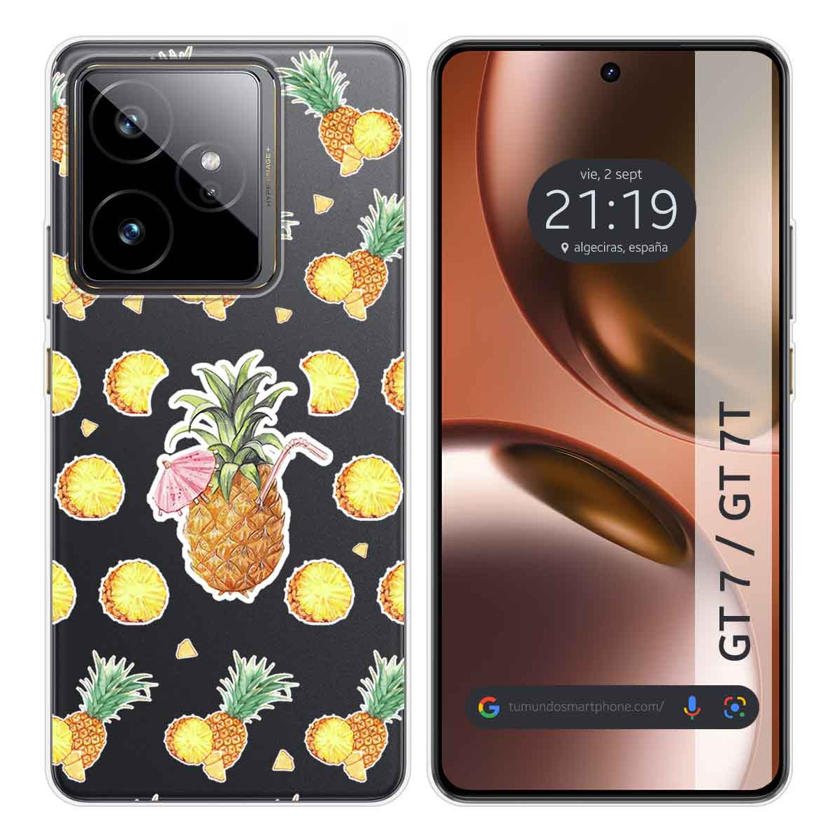Funda Silicona Transparente para Realme GT 7 / GT 7T 5G diseño Piña Dibujos