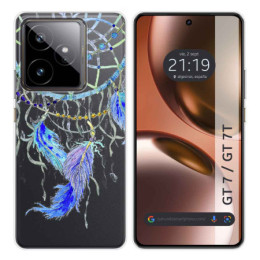 Funda Silicona Transparente para Realme GT 7 / GT 7T 5G diseño Plumas Dibujos