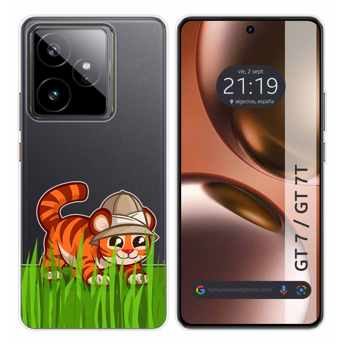 Funda Silicona Transparente para Realme GT 7 / GT 7T 5G diseño Tigre Dibujos
