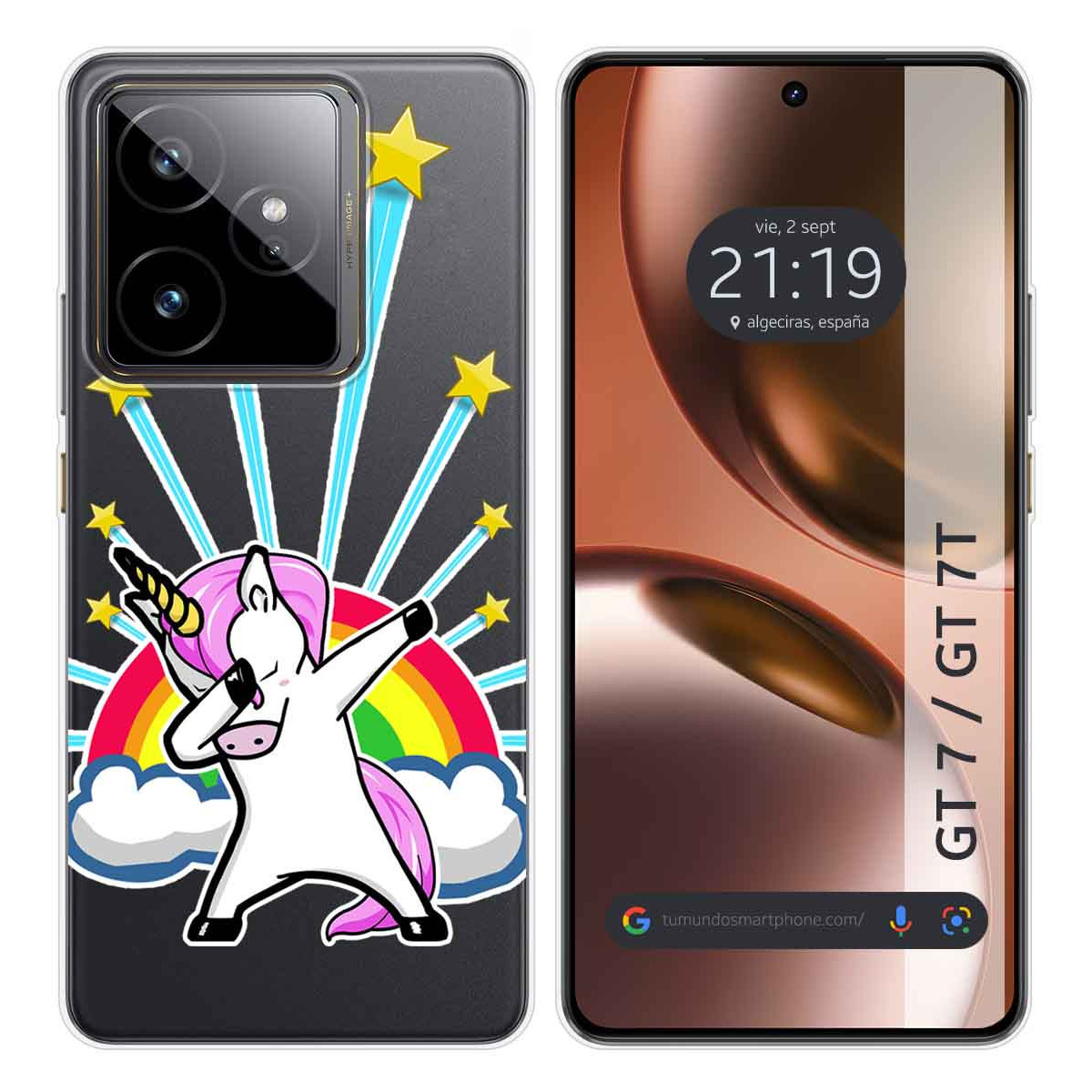 Funda Silicona Transparente para Realme GT 7 / GT 7T 5G diseño Unicornio Dibujos