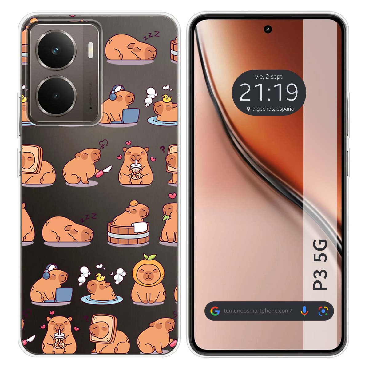 Funda Silicona Transparente para Realme P3 5G diseño Capibara 01 Dibujos