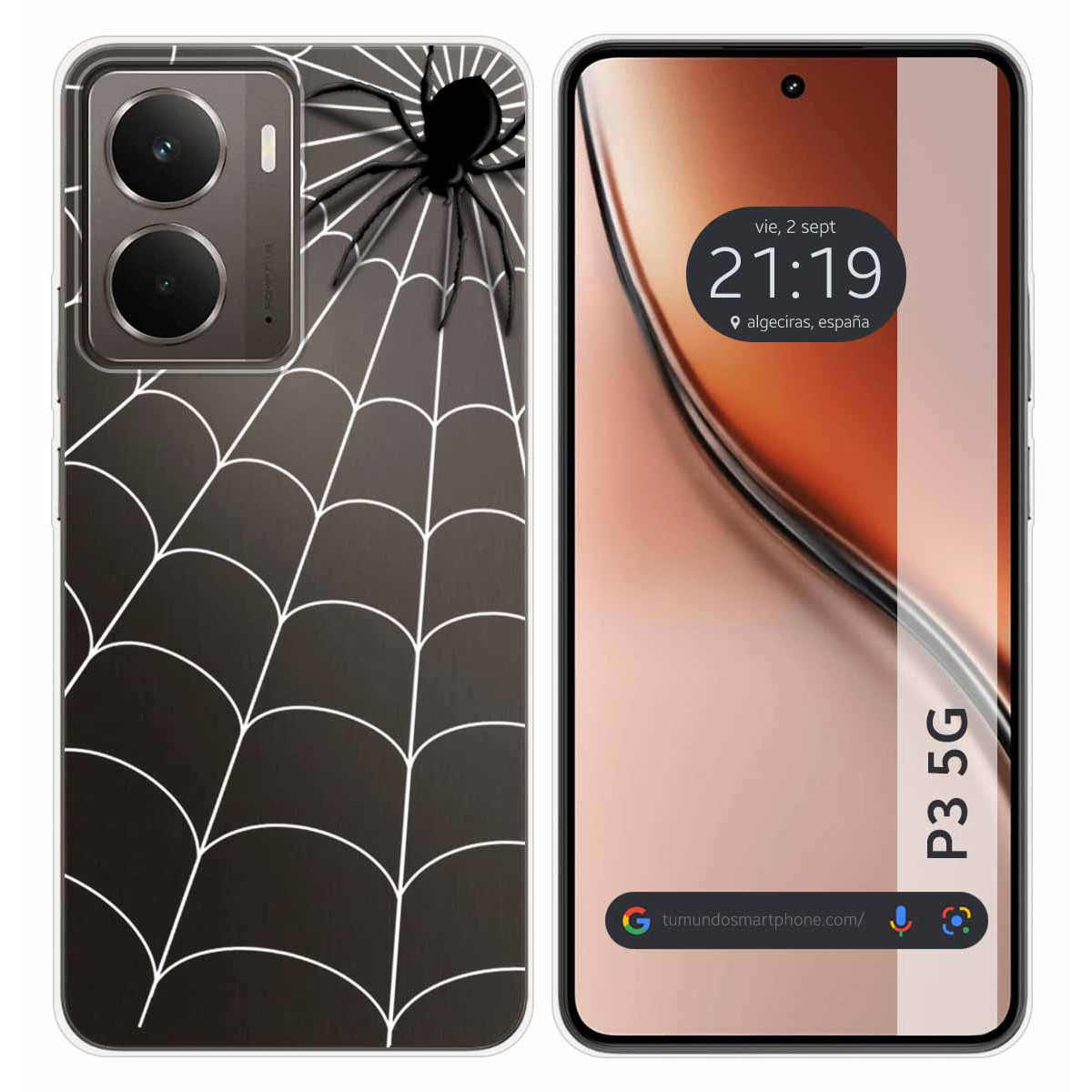 Funda Silicona Transparente para Realme P3 5G diseño Araña Dibujos