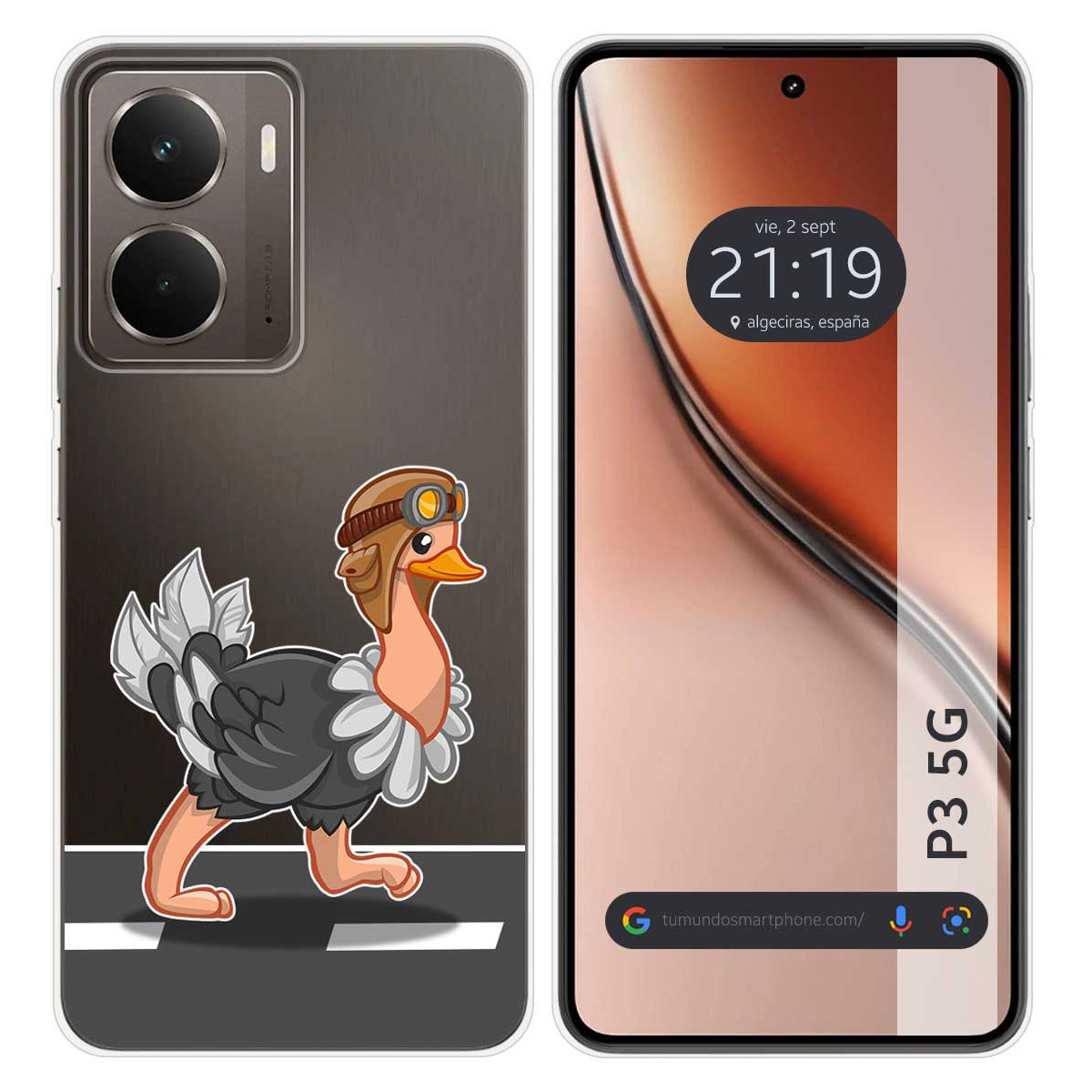 Funda Silicona Transparente para Realme P3 5G diseño Avestruz Dibujos