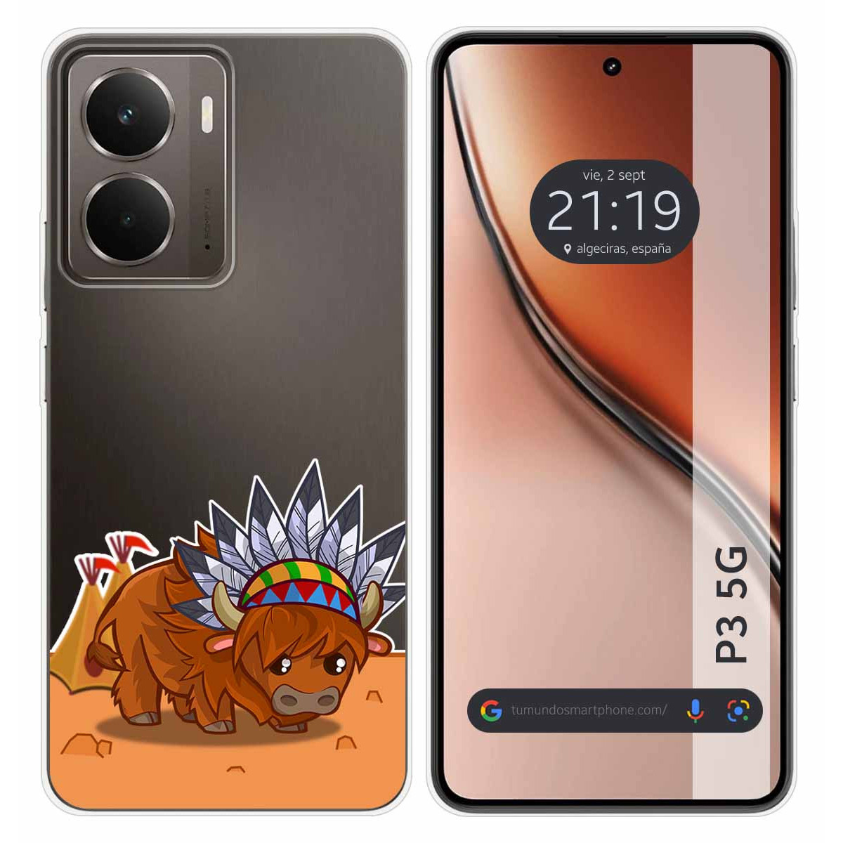 Funda Silicona Transparente para Realme P3 5G diseño Bufalo Dibujos